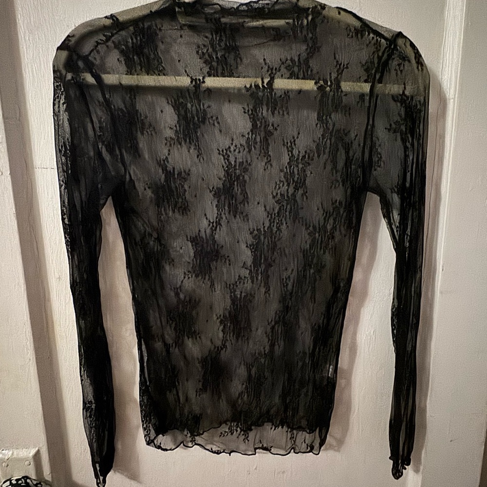 Sheer Black Lace Long Sleeve Top